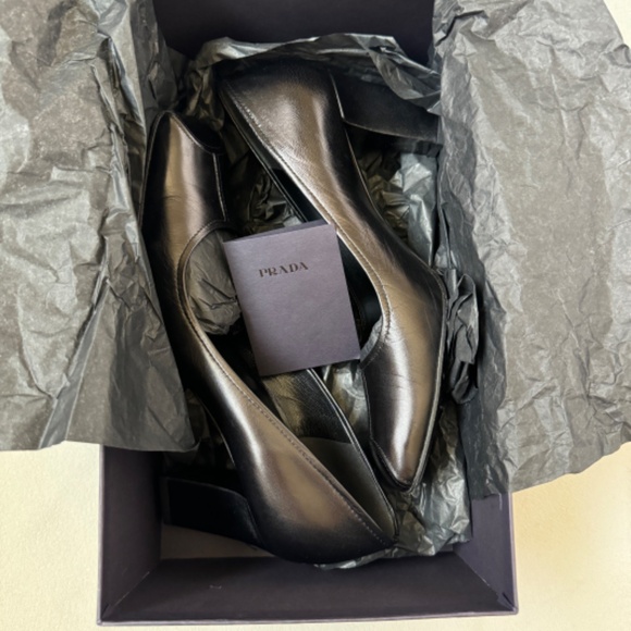 Prada Old Leisure Black Square Toe Heel 36 - Picture 6 of 7
